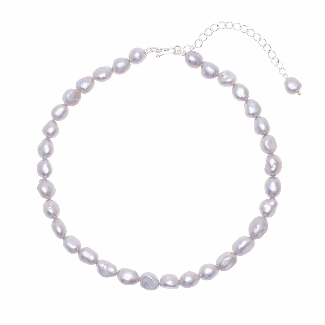 Grey Cultured Freshwater Pearl Choker Necklace - Mermaid Gem in Grey