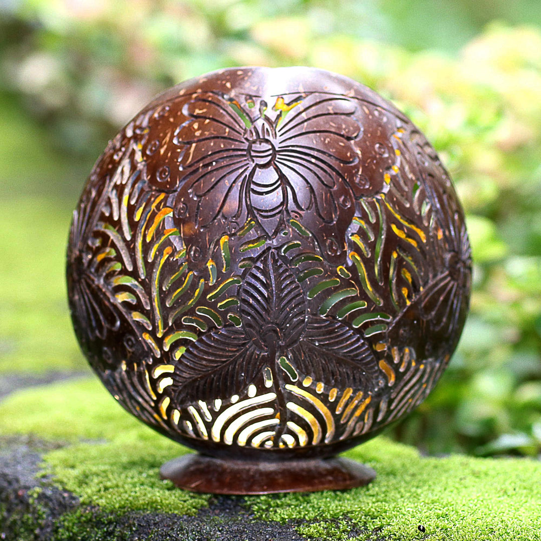 Coconut Shell Butterfly-Themed Catchall - Butterfly Waves