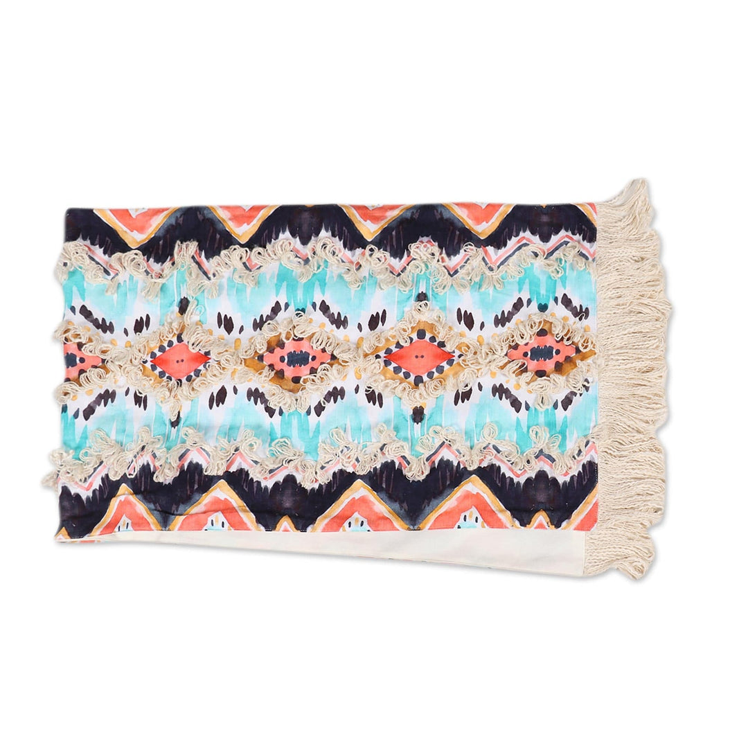 Geometric-Patterned Cotton Table Linen Set (Set for 4) - Sunset Shores