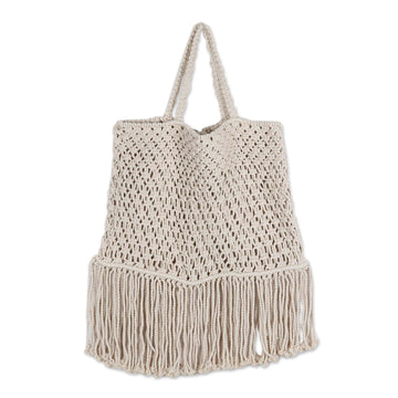 Bohemian Macrame Cotton Handle Handbag - Essential Boho