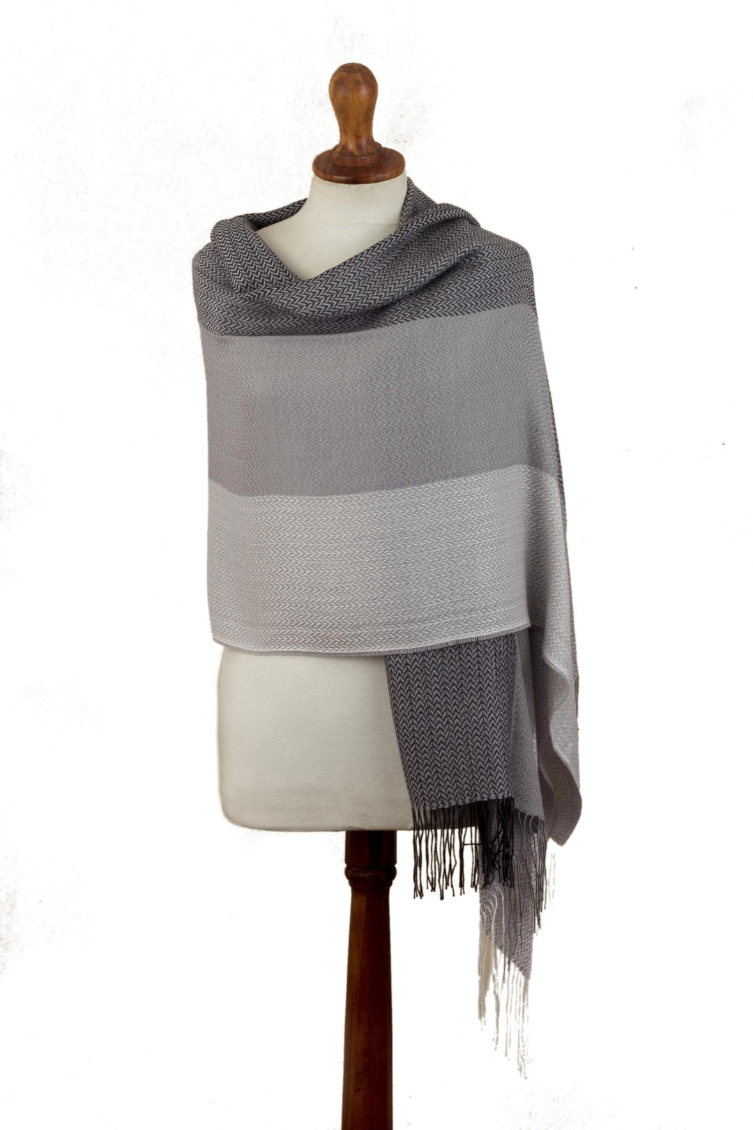 Grey Baby Alpaca Blend Shawl - Grey Matter