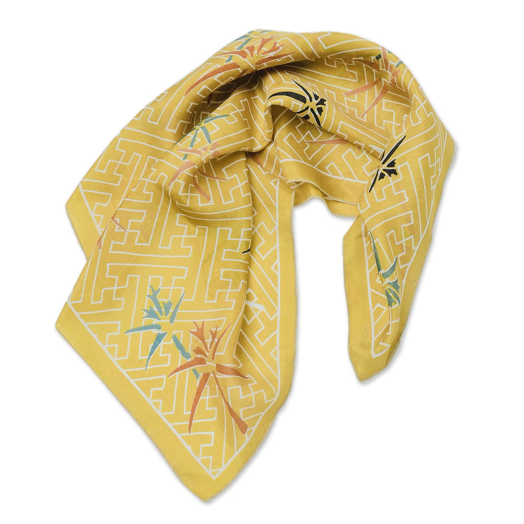 Digitally Printed Silk Bandana - Sunset Fireworks