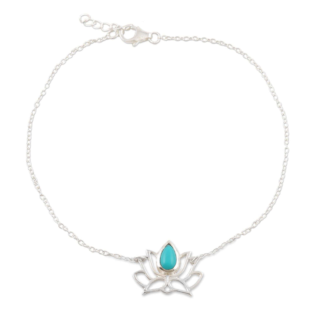 Sterling Silver Lotus Flower Anklet - Lotus Dancer