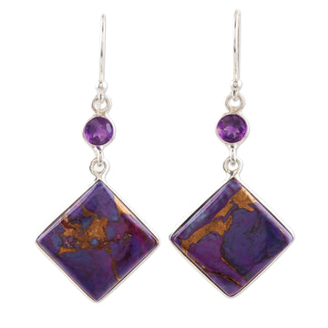 Sterling Silver and Amethyst Dangle Earrings - Purple Throne