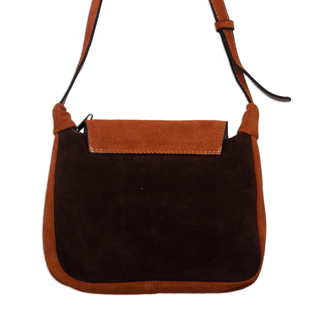 Artisan Crafted Suede Shoulder Bag - Cusco Diamonds