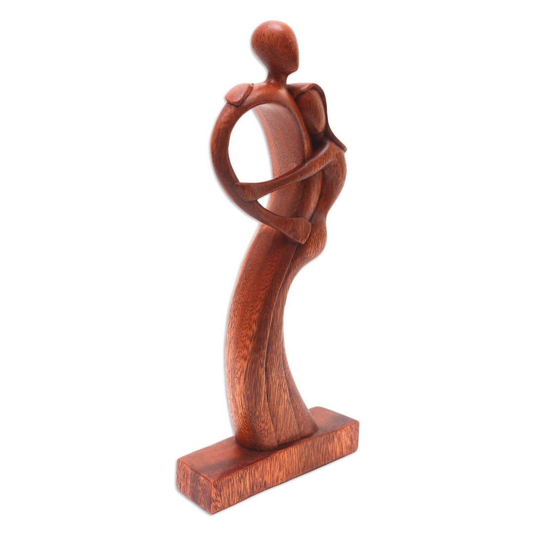 Hand Made Figurative Suar Wood Statuette - Hug Me
