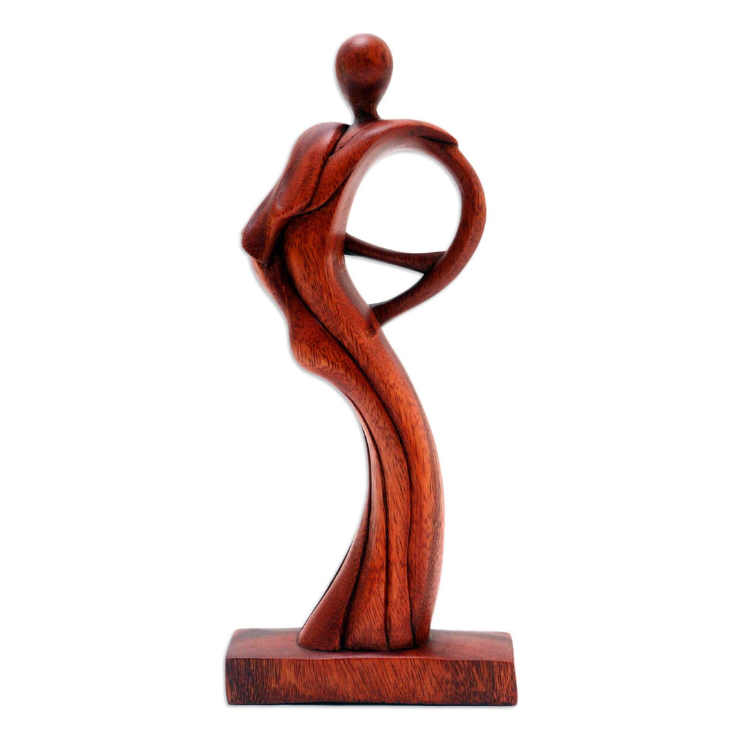 Hand Made Figurative Suar Wood Statuette - Hug Me