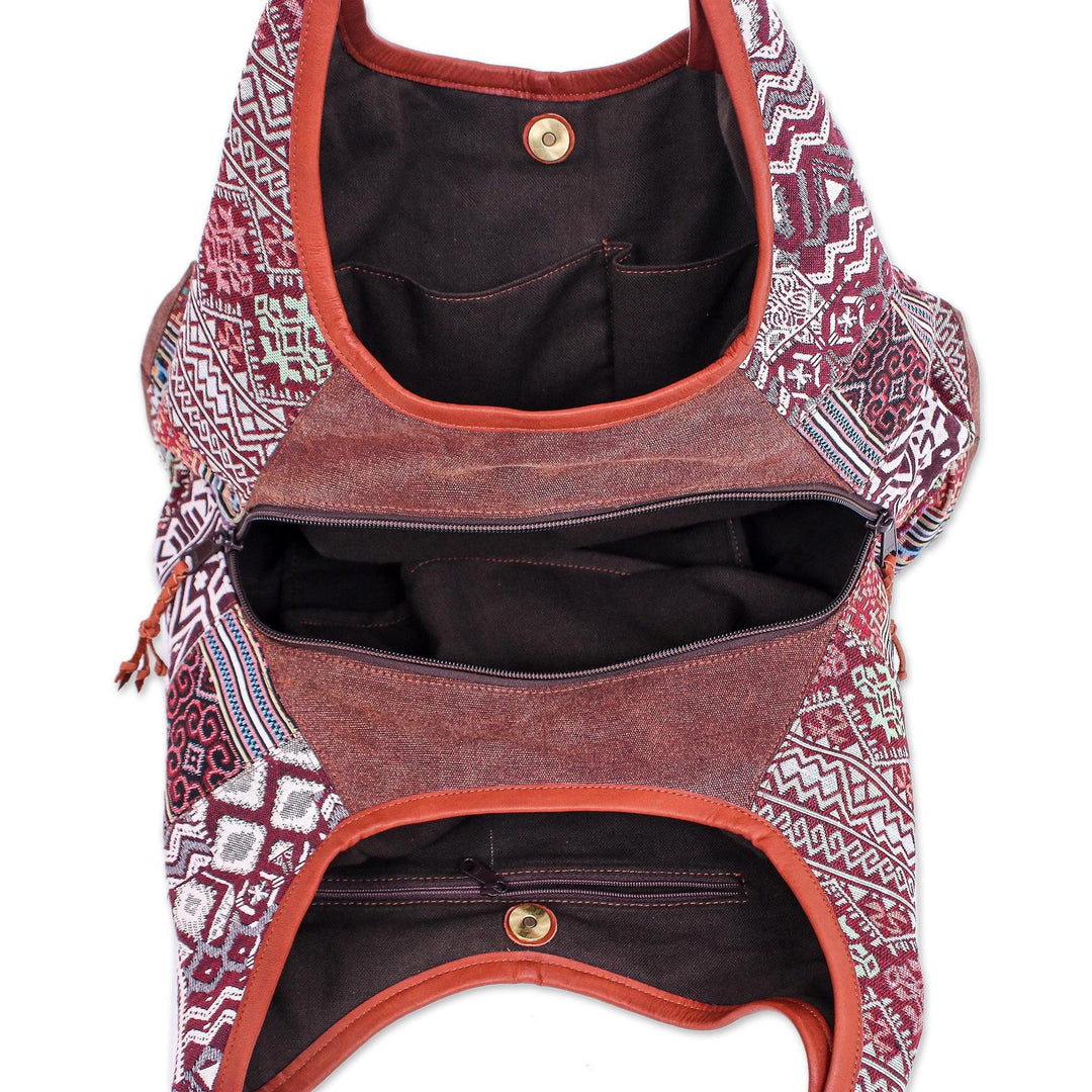 Geometric Patterned Cotton Blend Hobo Handbag - Geometric Party