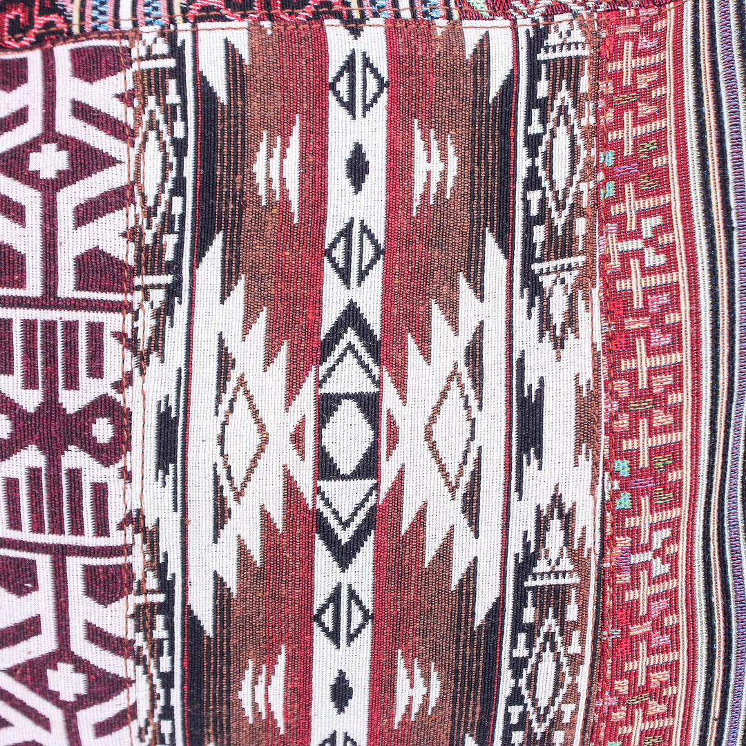 Geometric Patterned Cotton Blend Hobo Handbag - Geometric Party