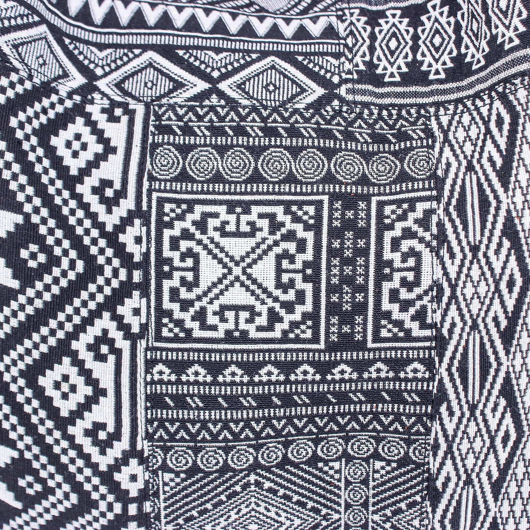 Woven Cotton Blend Hobo Handbag - Geometric Classic