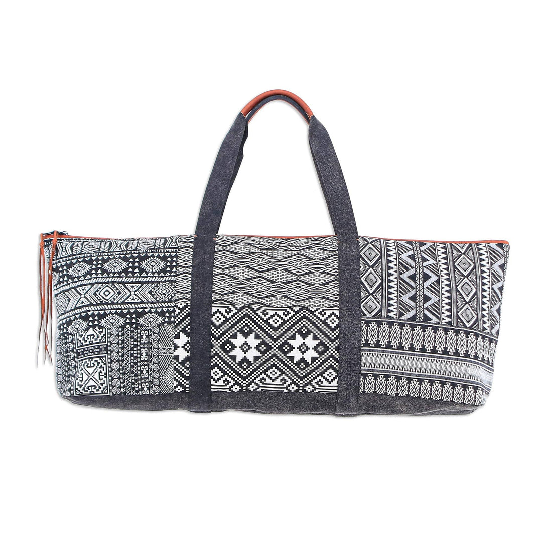 Thai Cotton Blend and Leather Yoga Mat Bag - Daily Workout