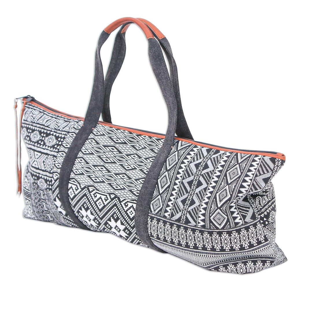 Thai Cotton Blend and Leather Yoga Mat Bag - Daily Workout