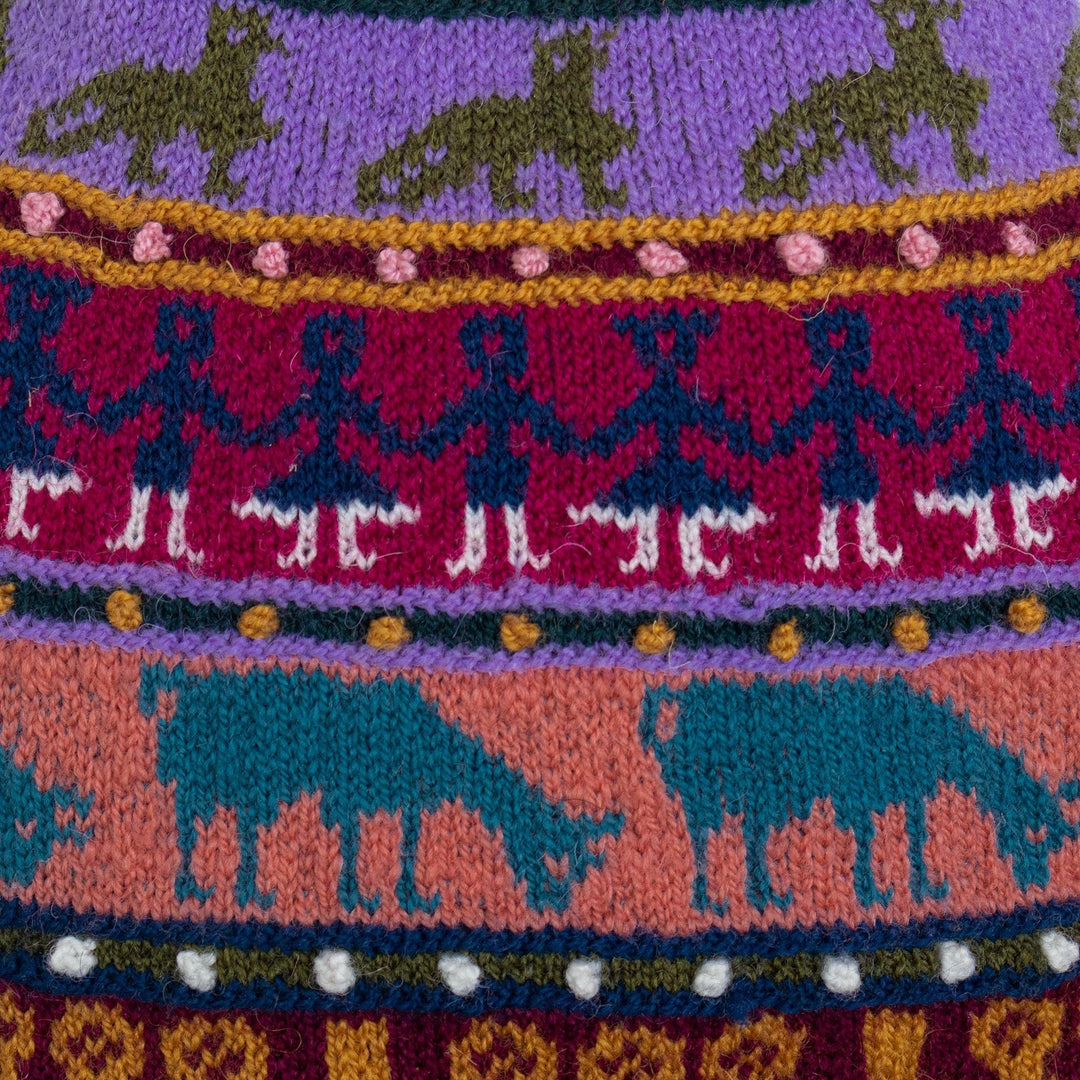 Multicolored Hand Knit Wool Hat - Qanchi Dance