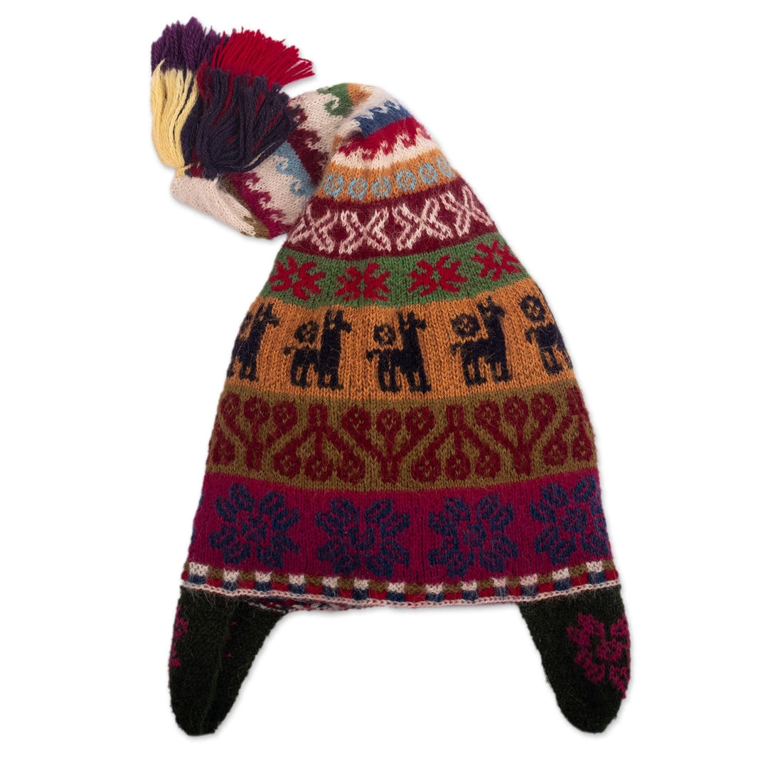 100% Baby Alpaca Knit Chullo Hat - Llama Trails