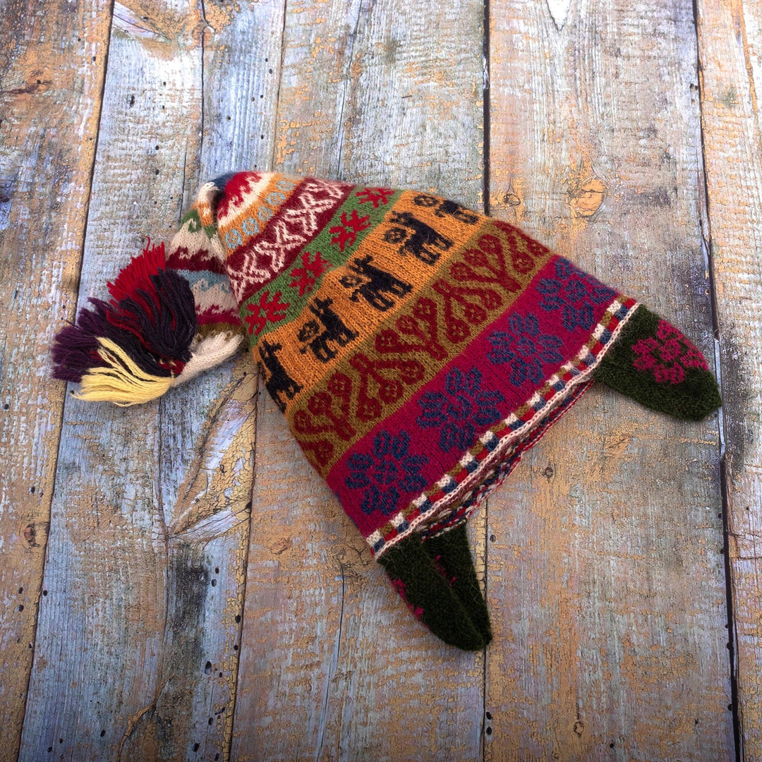 100% Baby Alpaca Knit Chullo Hat - Llama Trails