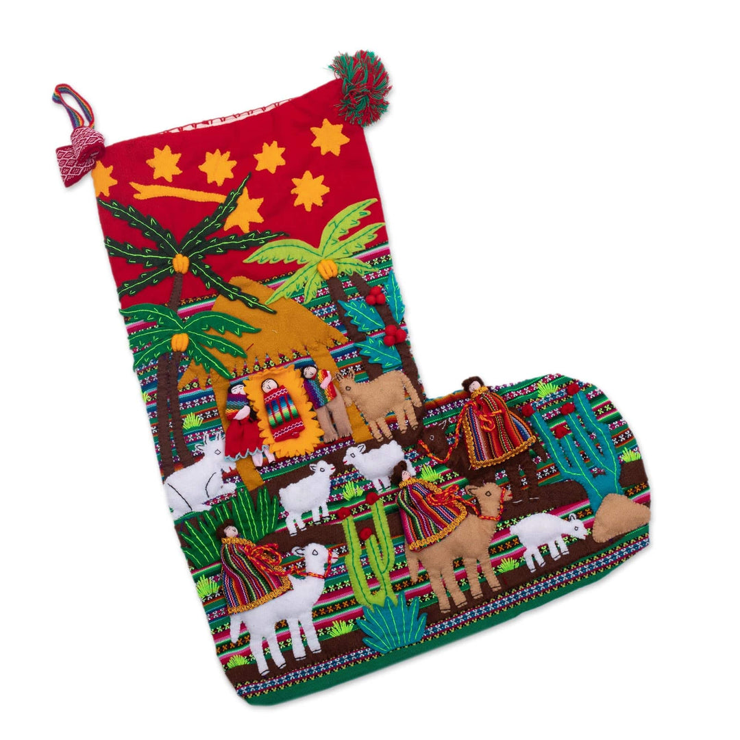 Nativity-Themed Christmas Stocking - Journey to the Manger