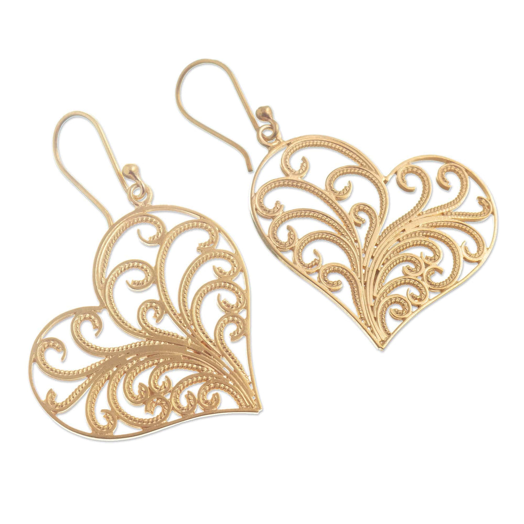 Heart-Shaped Gold-Plated Earrings - Flourishing Heart