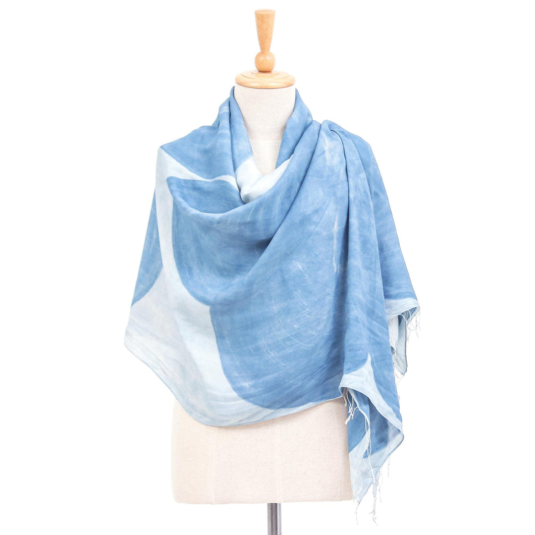 Hand-Painted Flower-Motif Silk Shawl - Lanna Flower