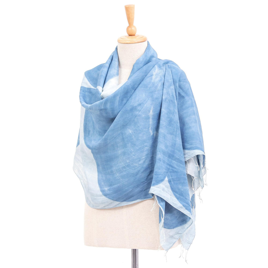 Hand-Painted Flower-Motif Silk Shawl - Lanna Flower