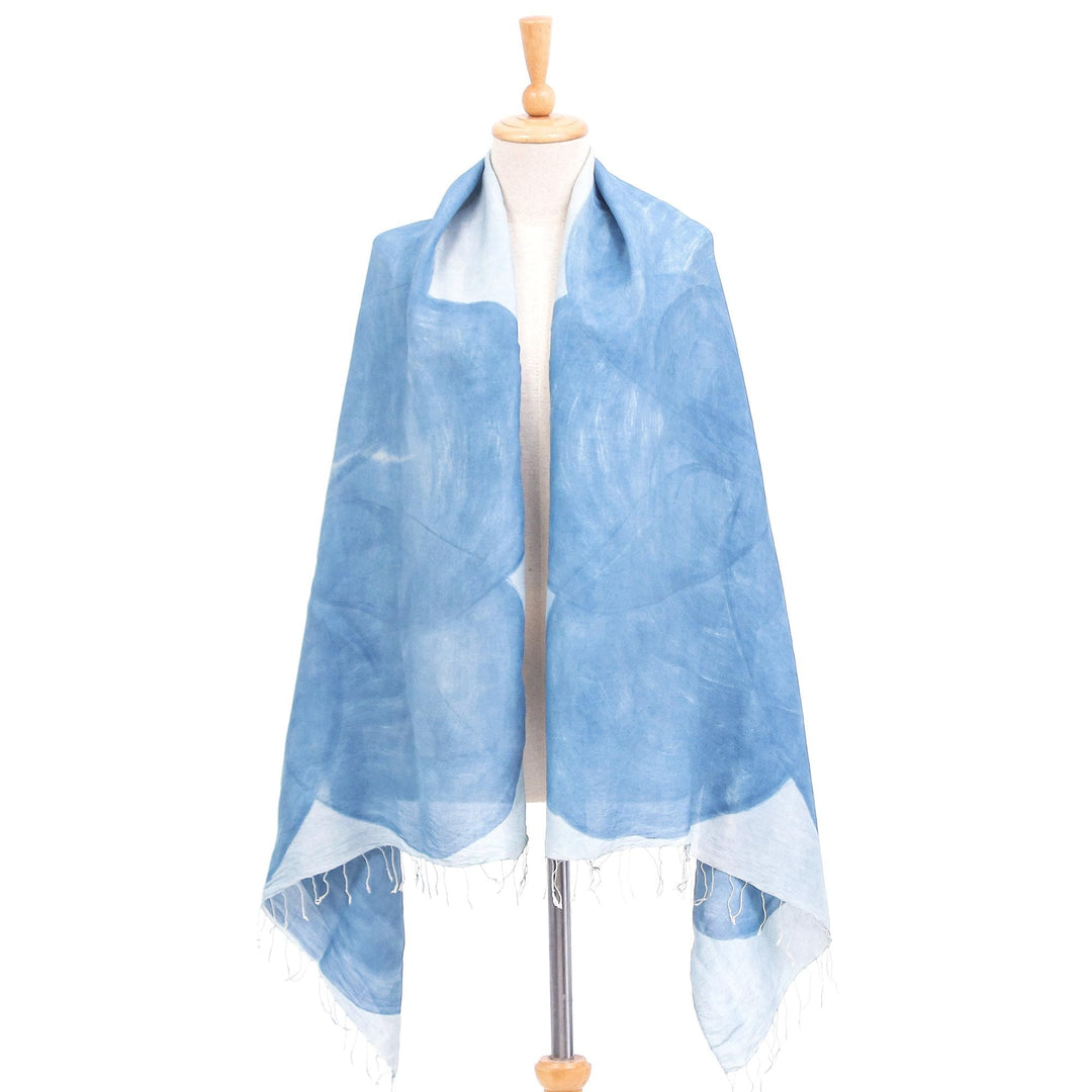 Hand-Painted Flower-Motif Silk Shawl - Lanna Flower