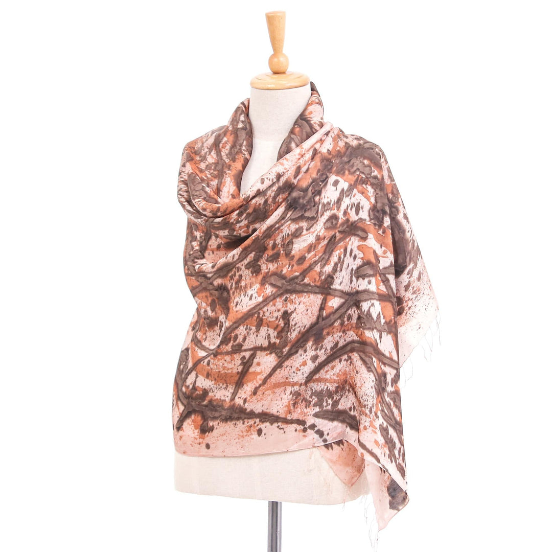 Eco-Friendly Abstract-Motif Silk Shawl - Abstract Lanna