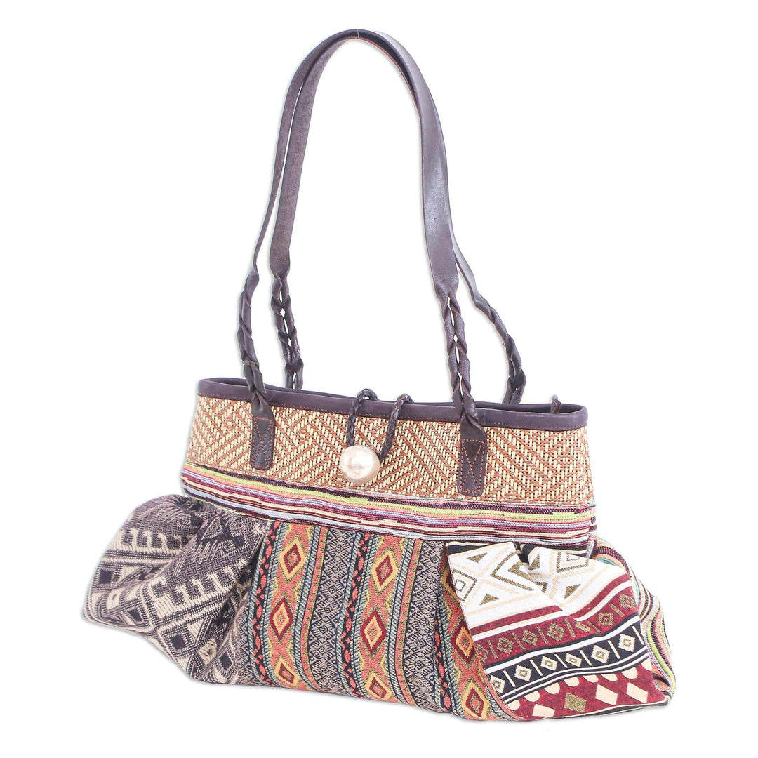 Cotton Blend Shoulder Bag with Braided Leather Strap - Breathe Easy in Yellow