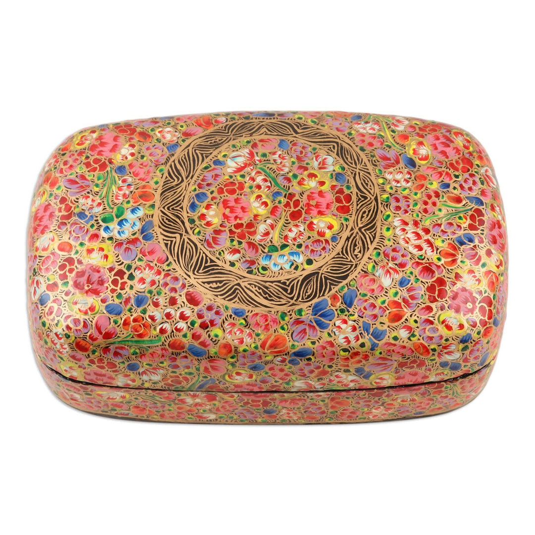 Hand Made Decorative Papier Mache Box from India - Kashmir Cheer in Rainbow