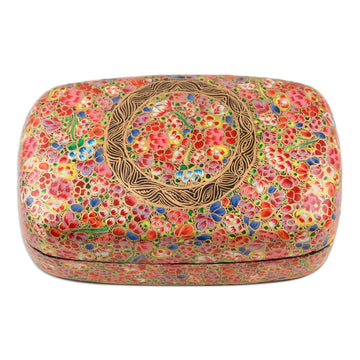 Hand Made Decorative Papier Mache Box from India - Kashmir Cheer in Rainbow