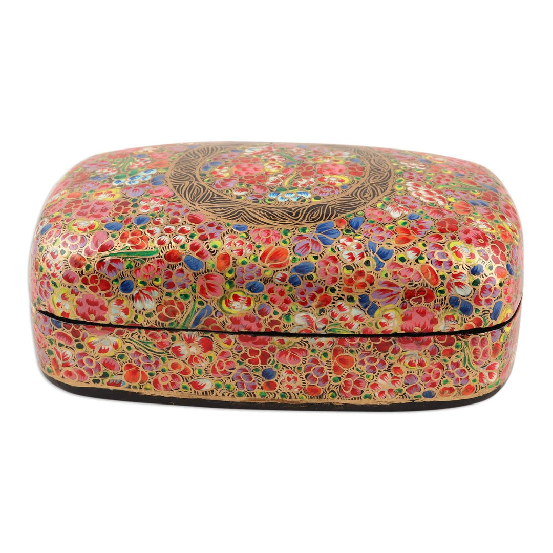 Hand Made Decorative Papier Mache Box from India - Kashmir Cheer in Rainbow