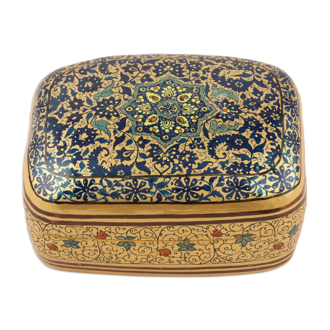 Papier Mache Floral-Motif Box from India - Persian Charm
