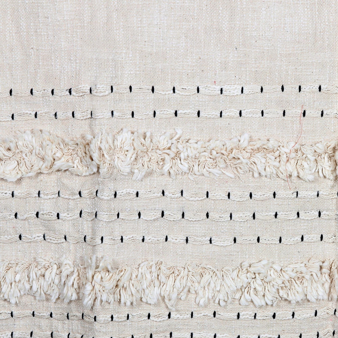 Embroidered Cotton Throw with Tufted Accents - Under a Cloud