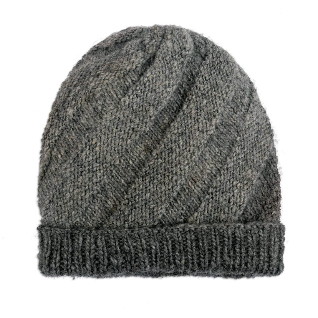 100% Natural Alpaca Undyed Knit Wool Hat Peru - Alpaca Natural