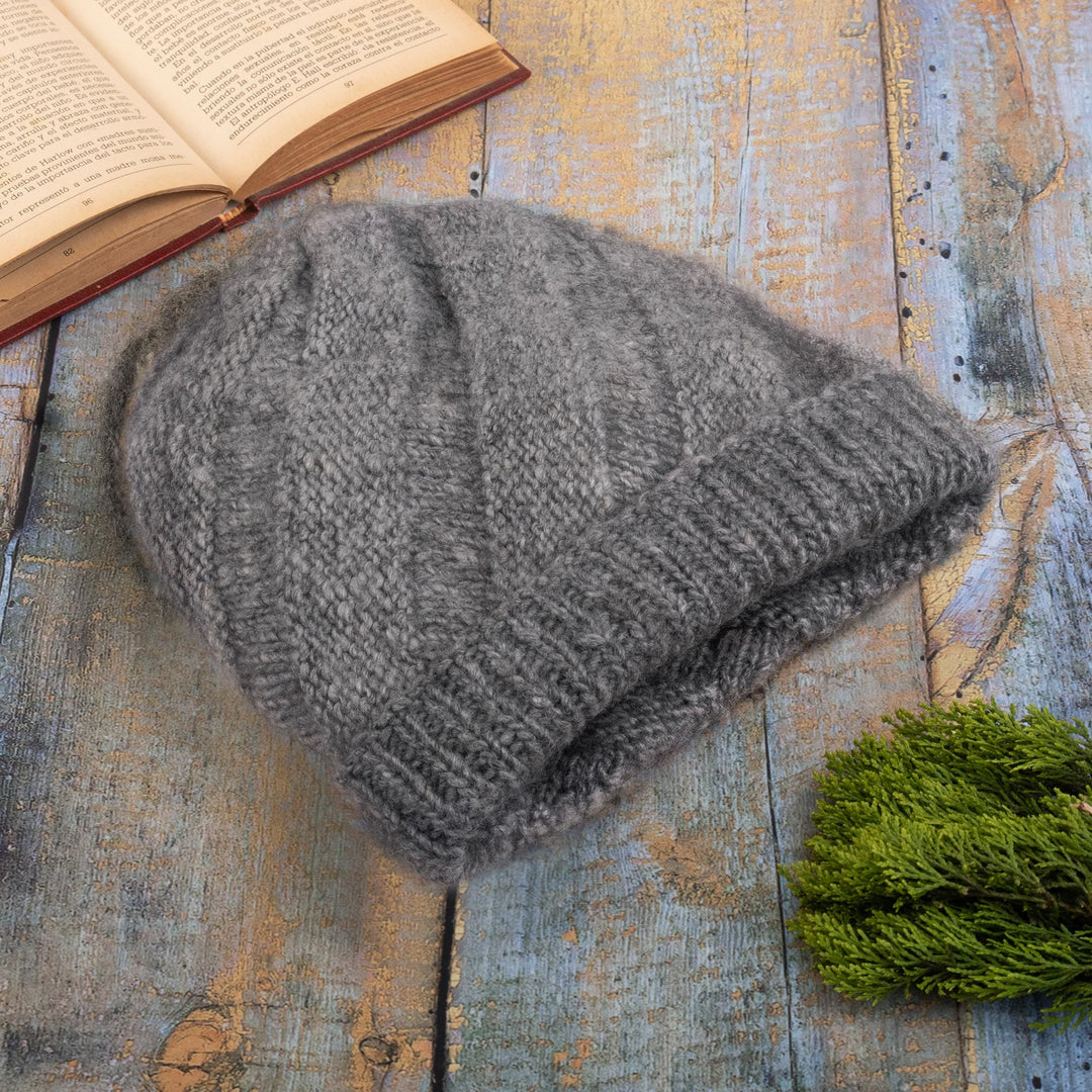 100% Natural Alpaca Undyed Knit Wool Hat Peru - Alpaca Natural