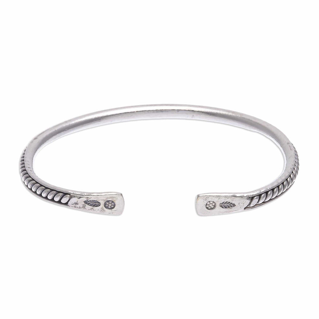 Thai Handcrafted Sterling Silver Cuff Bracelet - Tribal Fusion