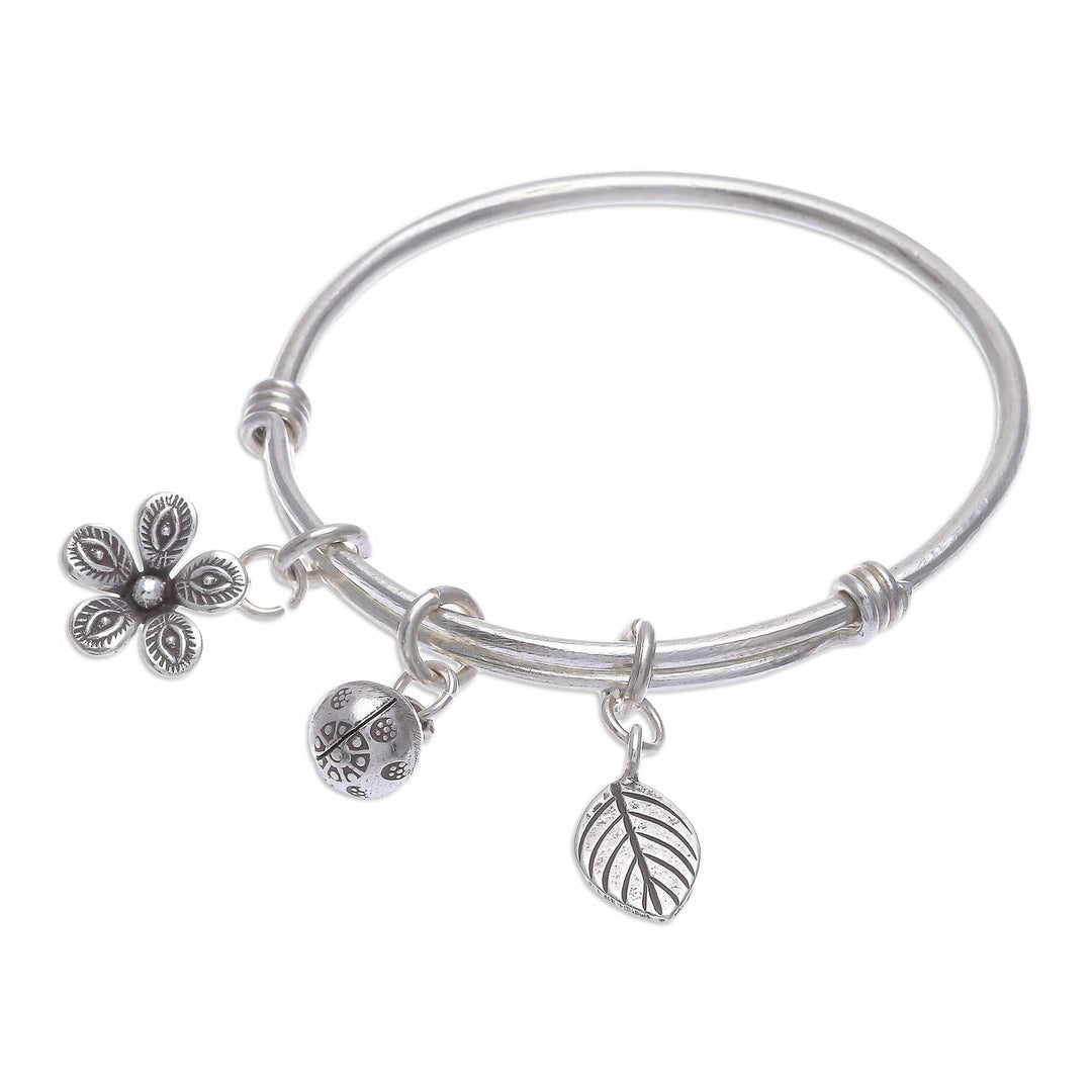 Sterling Silver Garden-Motif Charm Bracelet - Garden Sounds