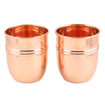 100% Hand Hammered Copper Drinking Glasses from India (Pair) - Subtle Appeal