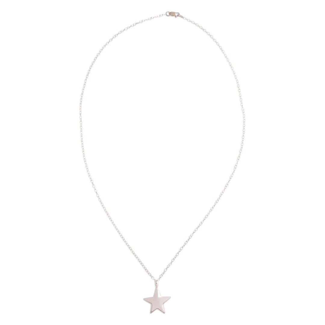 Sterling Silver Rounded Star Pendant Necklace from Peru - Luminous Star