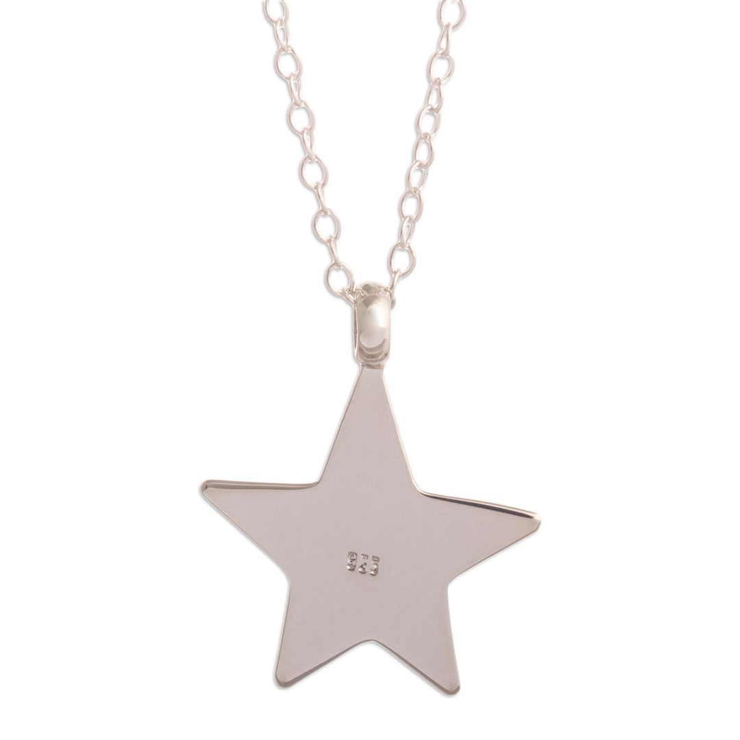 Sterling Silver Rounded Star Pendant Necklace from Peru - Luminous Star