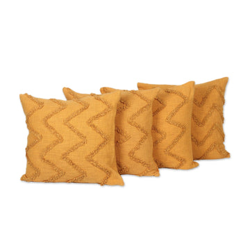 Embroidered Cushion Covers with Zigzag Motif (Set of 4) - Marigold Path