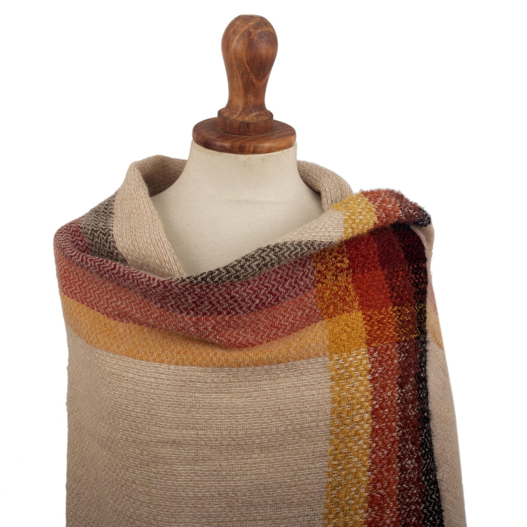 100% Alpaca Wool Shawl Scarf in Earth Tones from Peru - Huayhuash Sunset