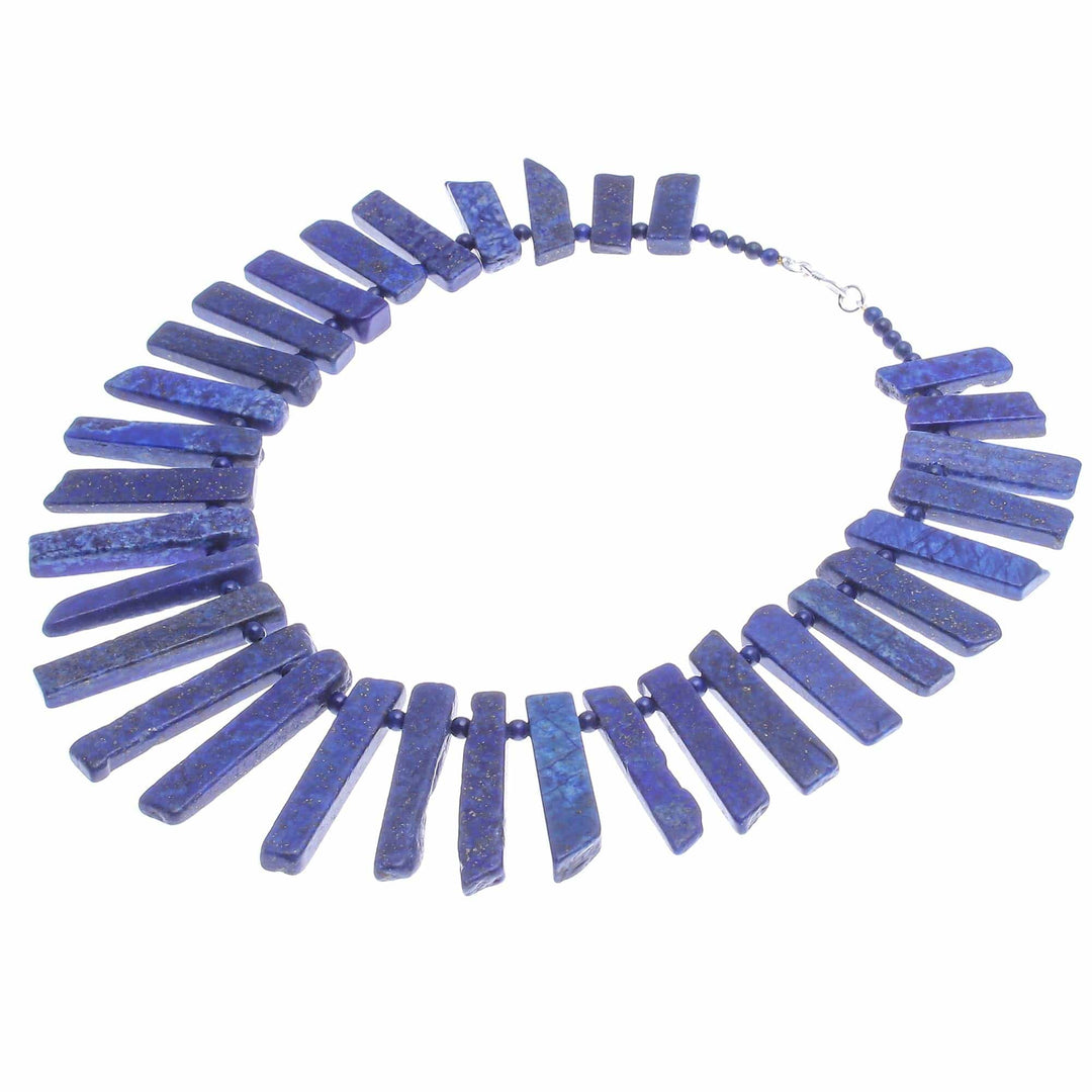 Hand Crafted Lapis Lazuli Beaded Necklace - Tribal Design