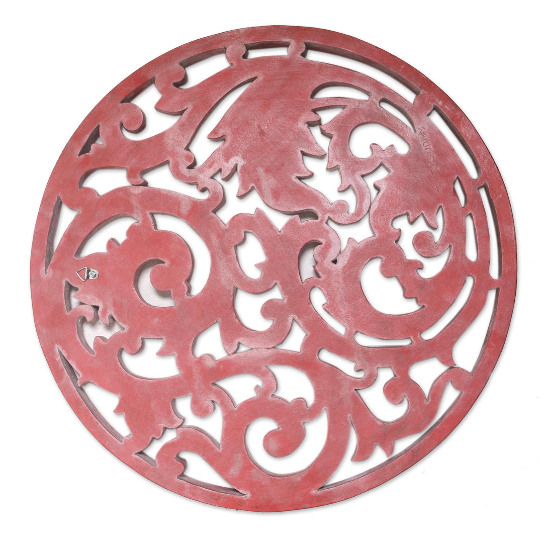 Hand Carved Suar Wood Relief Panel - Balinese Shimmer