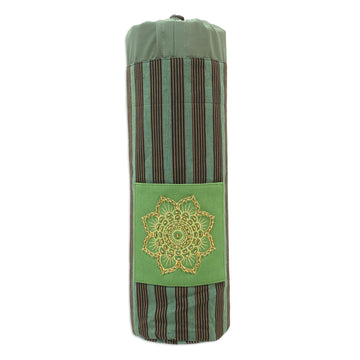 Ikat Cotton Yoga Mat Carrier with Lurik Accent - Striped Mandala