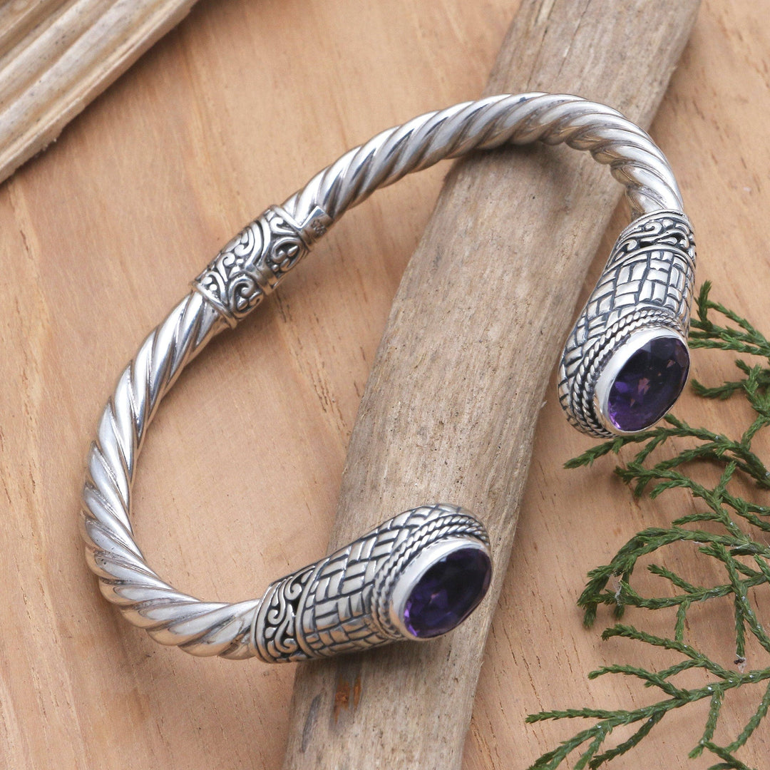 Handcrafted Sterling Silver Amethyst Cuff Bracelet - Trust Your Love