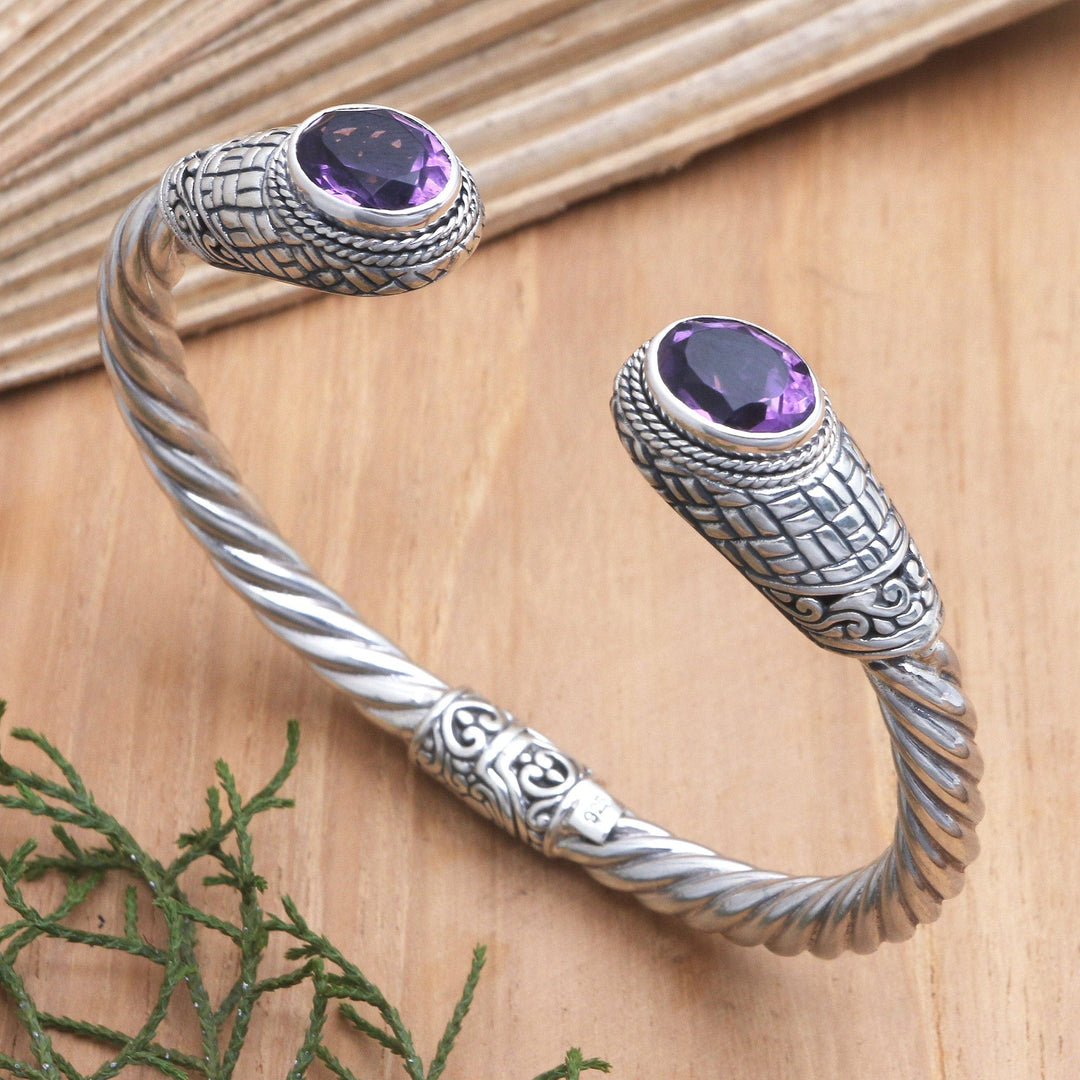 Handcrafted Sterling Silver Amethyst Cuff Bracelet - Trust Your Love