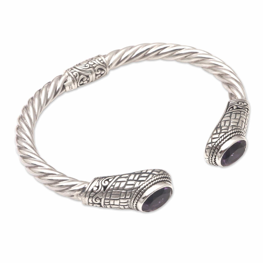 Handcrafted Sterling Silver Amethyst Cuff Bracelet - Trust Your Love