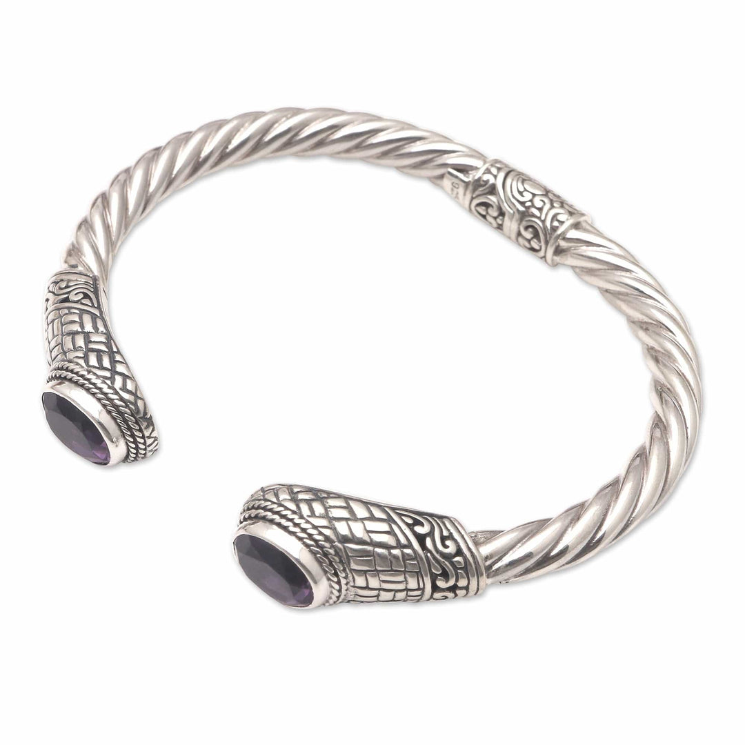 Handcrafted Sterling Silver Amethyst Cuff Bracelet - Trust Your Love