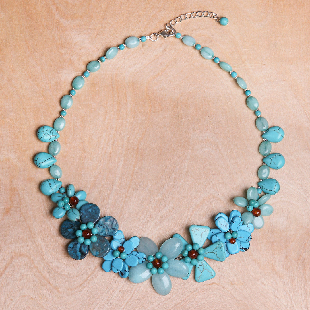 Hand Crafted Chalcedony and Jasper Pendant Necklace - Sky Terrace