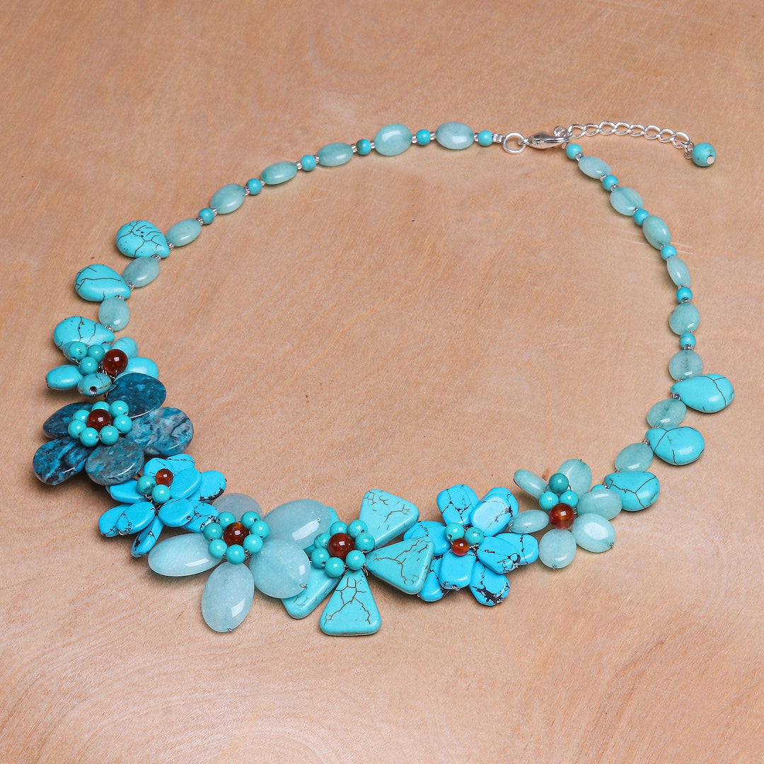 Hand Crafted Chalcedony and Jasper Pendant Necklace - Sky Terrace