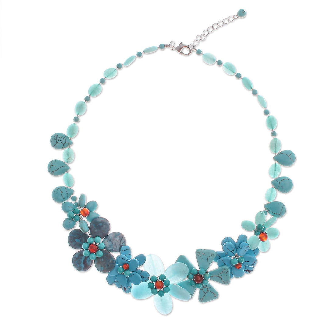 Hand Crafted Chalcedony and Jasper Pendant Necklace - Sky Terrace